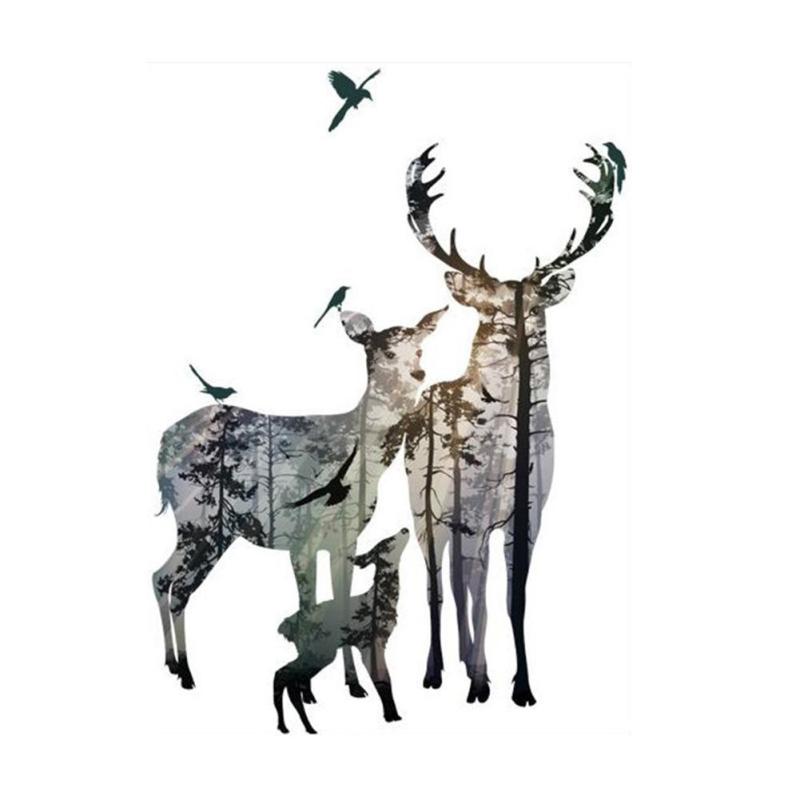 800x800 Silhouette Elk Bird Forest Wall Sticker Diy Removable Art Mural