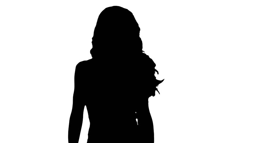 852x480 Black Female Silhouette On White Background Stock Footage Video
