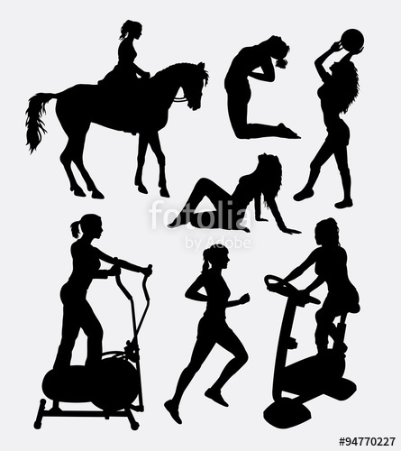445x500 Sport Women Activity Silhouette. Good Use For Symbol, Web Icon