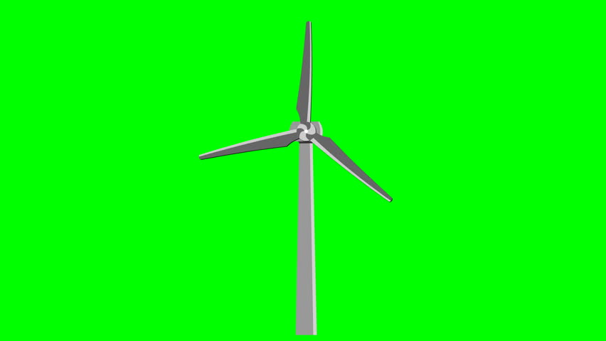 852x480 Animated Wind Turbine Silhouette. Alpha Channel Included For Easy