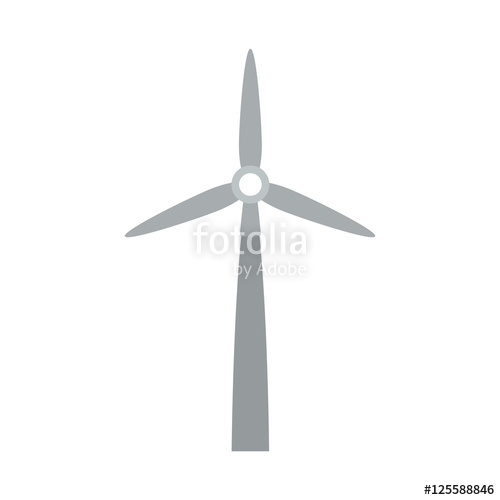 500x500 Gray Silhouette Wind Power Generator Vector Illustration Stock