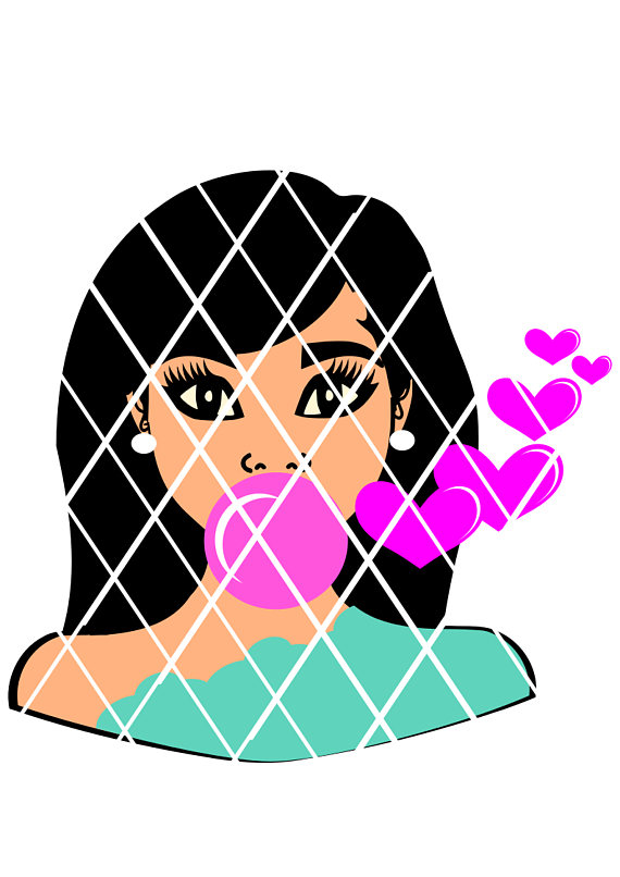 570x806 Girl Blowing Bubble Svgelsa Svg Valentine Svgafro