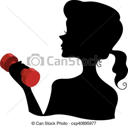 450x441 Silhouette Girl Dumbbell. Illustration Featuring The Vectors