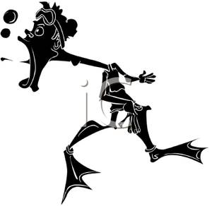 300x292 Black Silhouette Of A Man Wearing Flippers And Blowing Bubbles