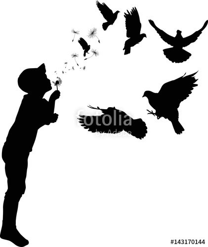 Silhouette Girl Blowing Dandelion at GetDrawings | Free download