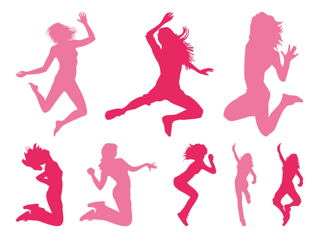 1024x765 Jumping Girls Silhouettes Vector Art Amp Graphics