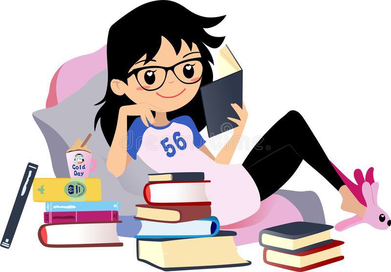 800x556 Cute Girl Reading Book Clipart