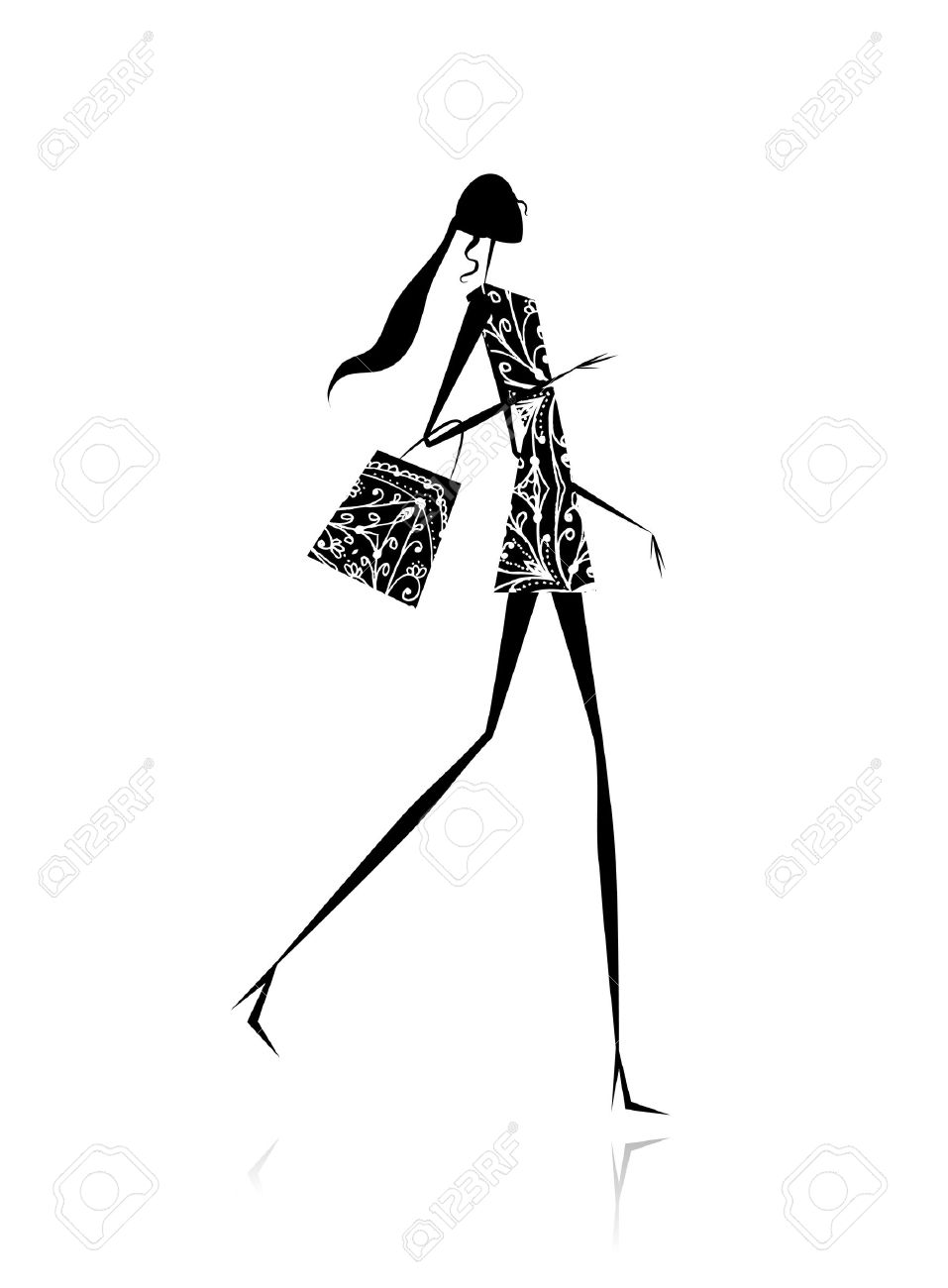 957x1300 Girl With Shopping Bags Free Clipart Collection