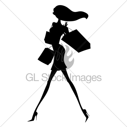 500x500 Fashion Silhouette Of A Girl Shopping Gl Stock Images