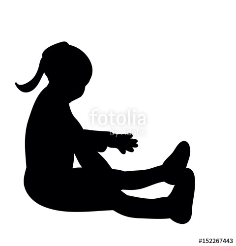 480x500 Isolated, Silhouette Little Girl Sitting Stock Photo And Royalty