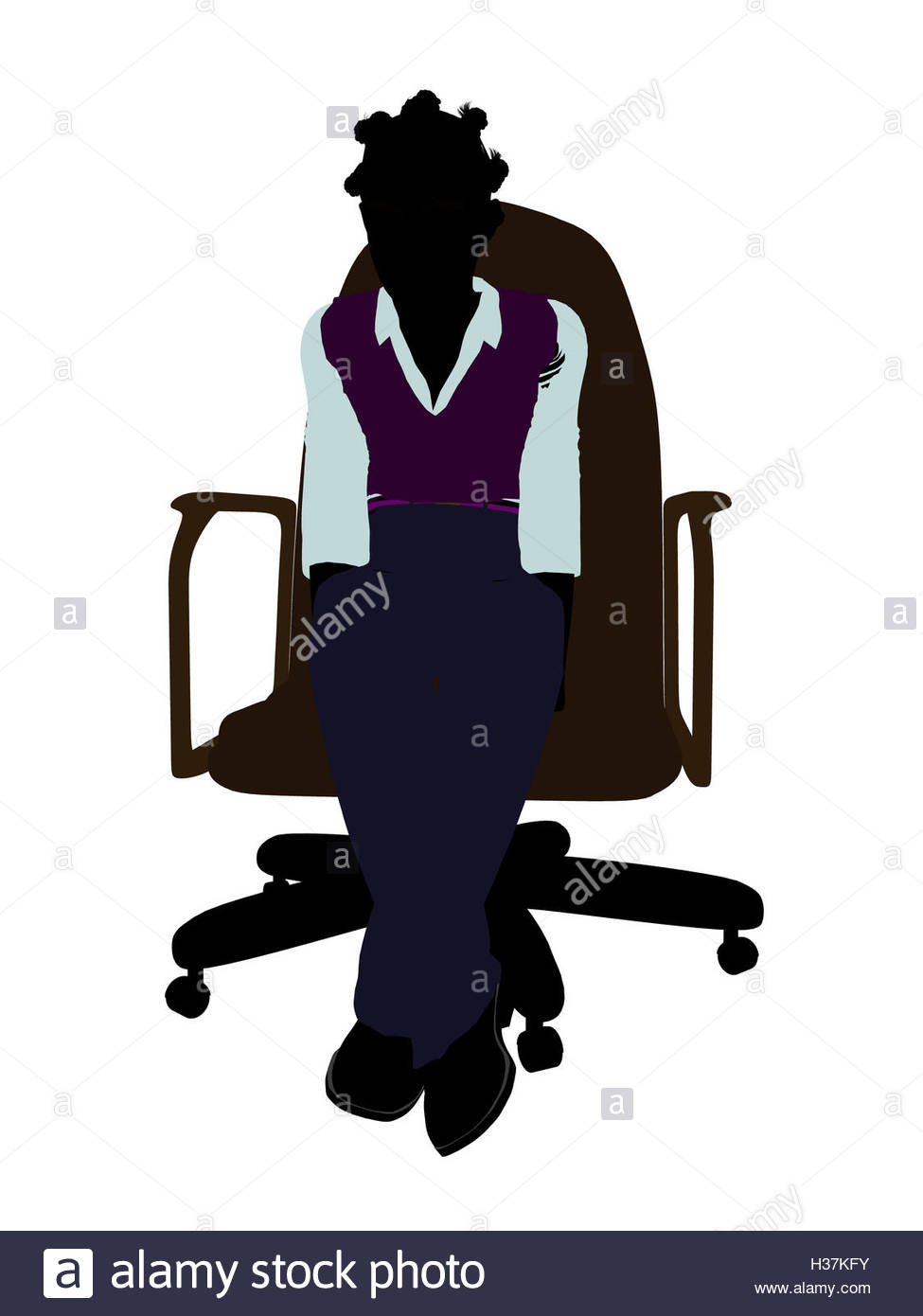 975x1390 African American School Girl Sitting In A Chair Silhouette Stock