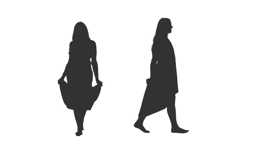 852x480 Girl Walking Silhouette Footage