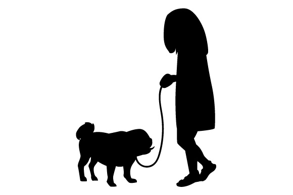 580x386 Little Girl Walking Dog Svg Cut File By Creative Fabrica Crafts