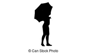 300x183 Girl With Umbrella Video Silhouette. Girl Is Standing In