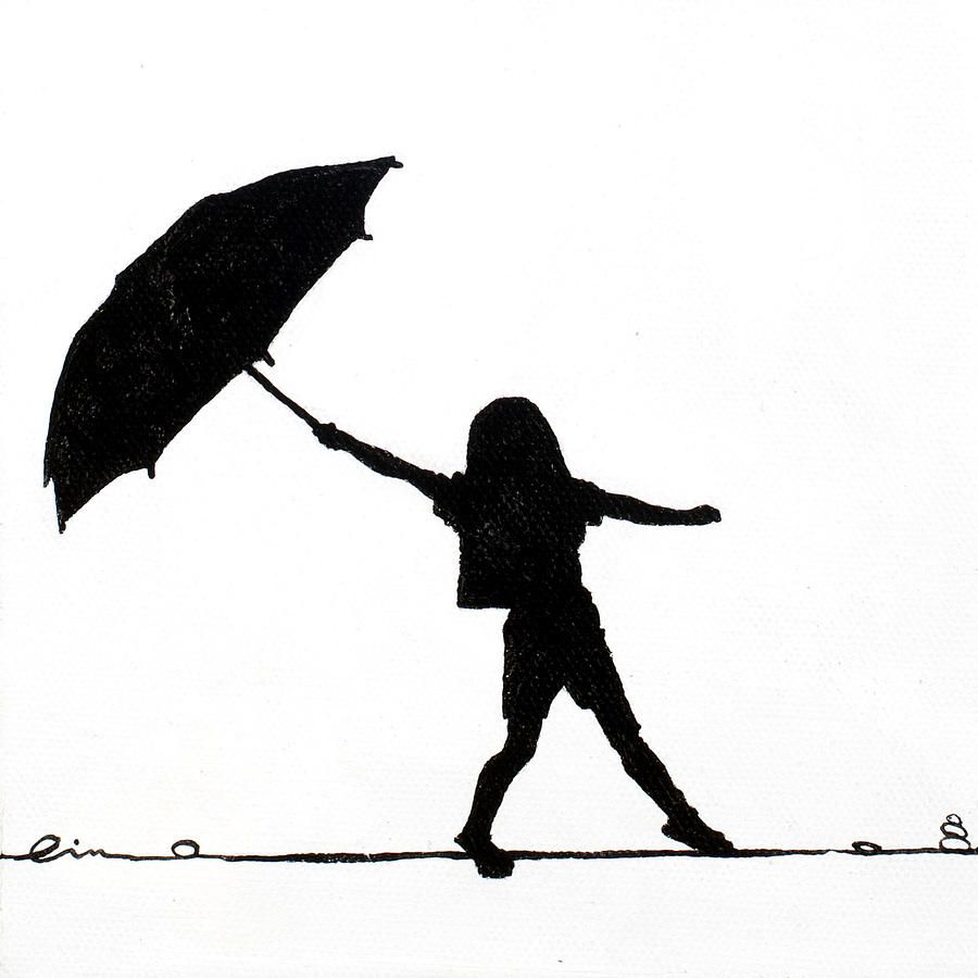 900x900 Girl Holding Umbrella Silhouette Little Girls On Little Canvas