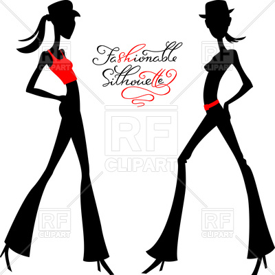 400x400 Black Silhouette Of Fashion Girls Top Models In Hats Royalty Free