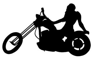 320x200 Girl On Chopper Silhouette Decal Sticker