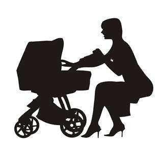 320x291 Mother And Baby Stroller Silhouette 1 Decal Sticker
