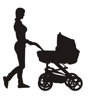 306x330 Mother And Baby Stroller Silhouette 3 Decal Sticker