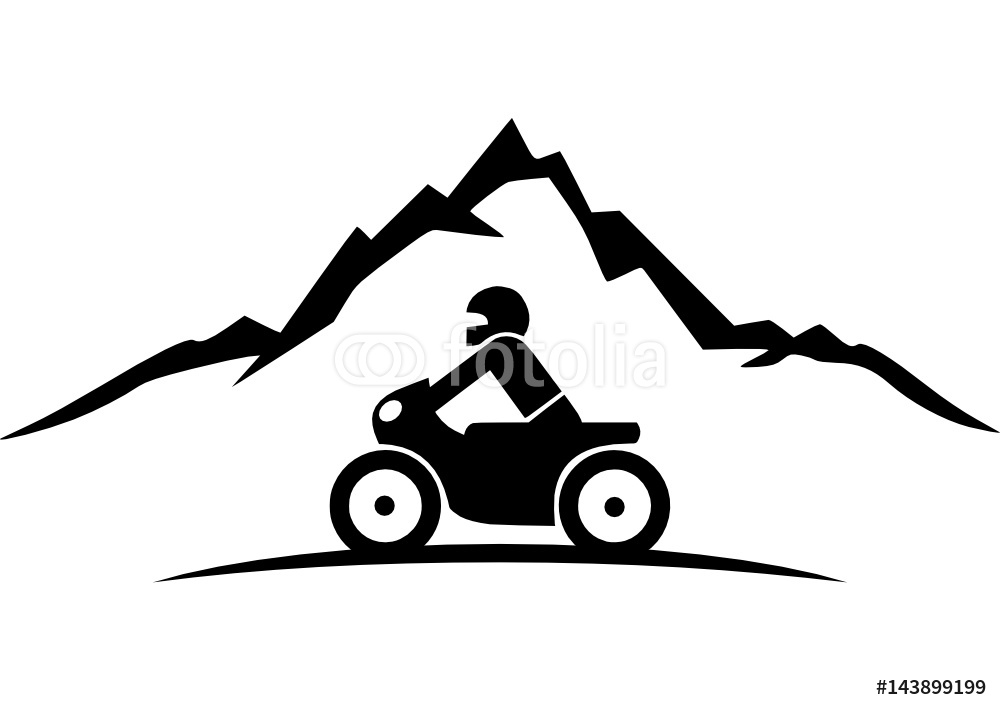 1000x710 Silhouette Motorrad Berge Wall Sticker Wall Stickers