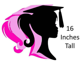 340x270 Graduation Cake Topper Girl Graduation Girl Silhouette Party