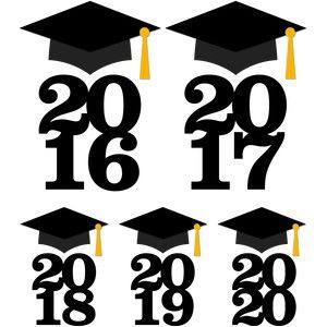 300x300 Graduation Cap With Year Silhouette Design, Silhouette And Cap