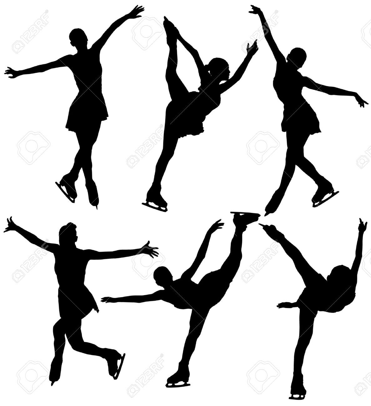 1187x1300 Ice Skating Silhouette On White Background Royalty Free Cliparts