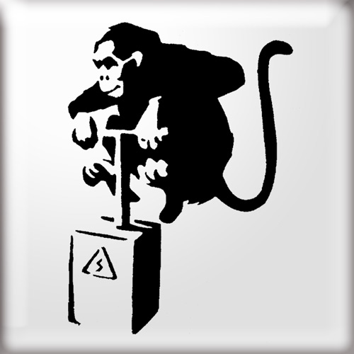 500x500 Banksy Stencils Monkey Detonated By Detonator Stencil Art