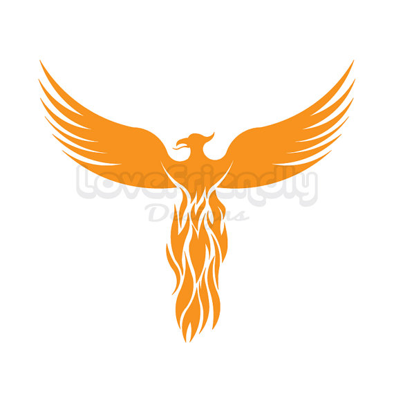 570x570 Clipart Gold Phoenix Bird Instant Download. For Cricut, Silhouette