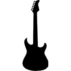 300x300 Electric Guitar Silhouette Vinyl Wall Art, Rocker, Musician, Band