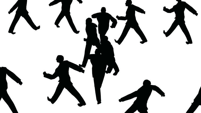 852x480 Silhouette Group Of People Marching In Circles Close Up Isolated