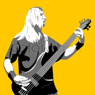 320x320 Playing Guitarist Silhouette On Abstract Color Background Stock