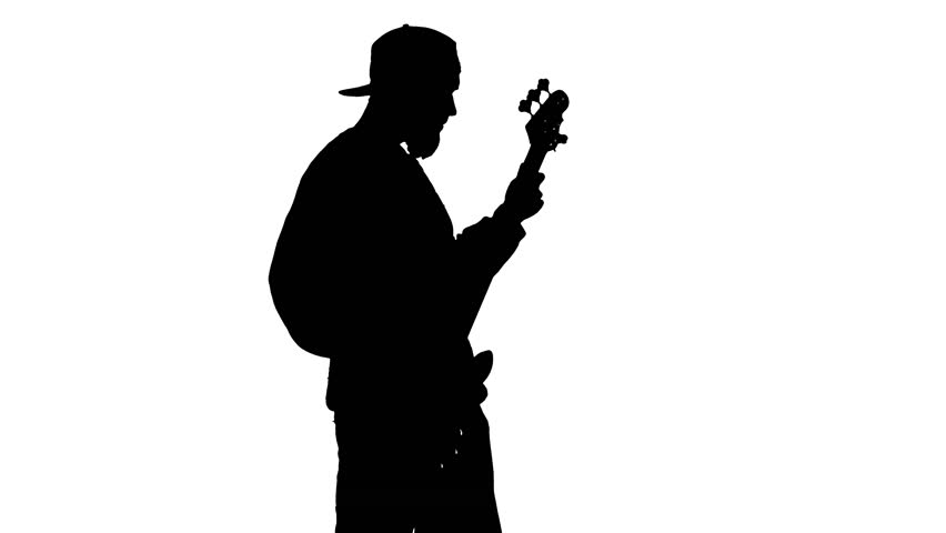 852x480 Silhouette Of Musician With Bass Guitar Stock Footage Video
