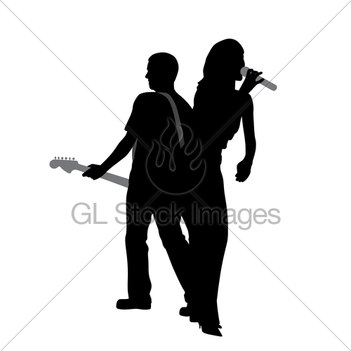 500x500 Woman Singer And Man Guitar Player Gl Stock Images
