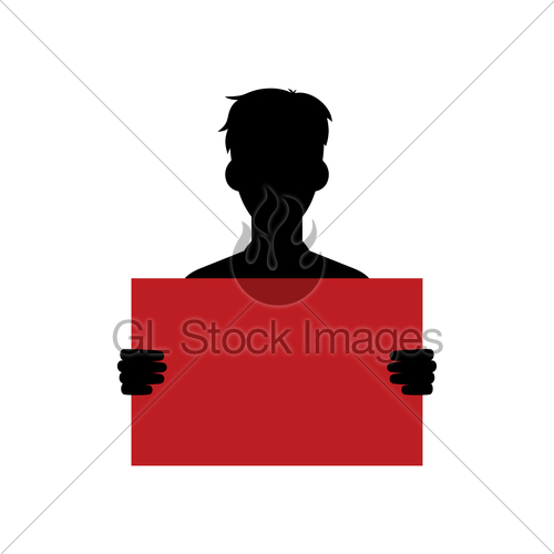 500x500 Silhouette Guy Holding Blank Sign Gl Stock Images