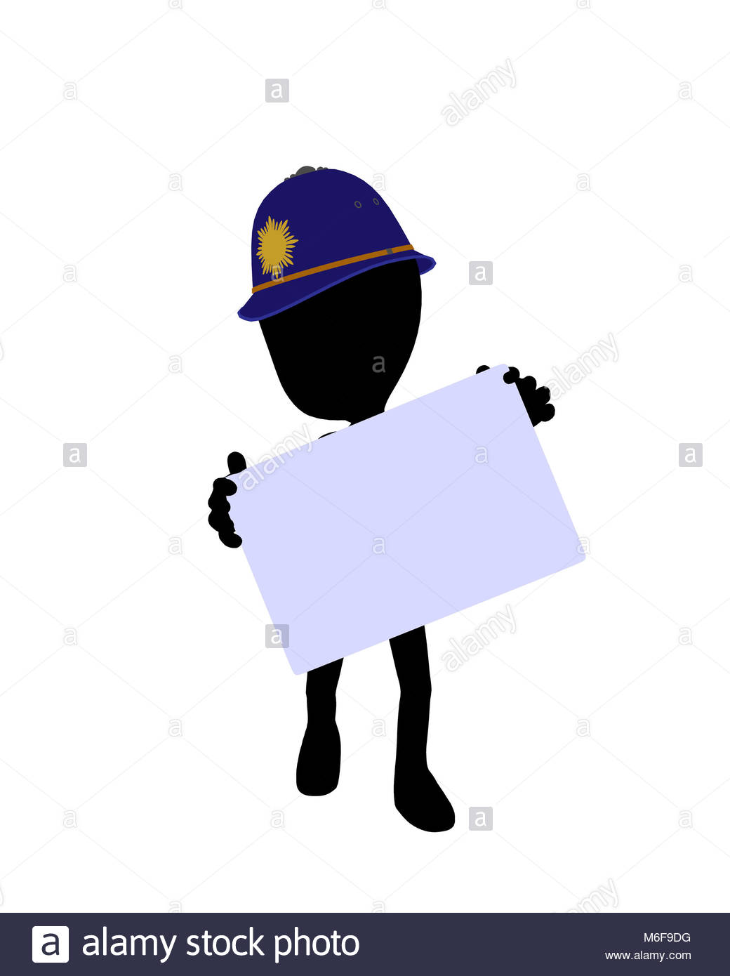 1040x1390 Cute Black Silhouette Police Guy Holding A Blank Business Card