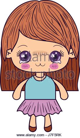 274x470 Colorful Silhouette Of Kawaii Cute Little Girl With Braided Hair