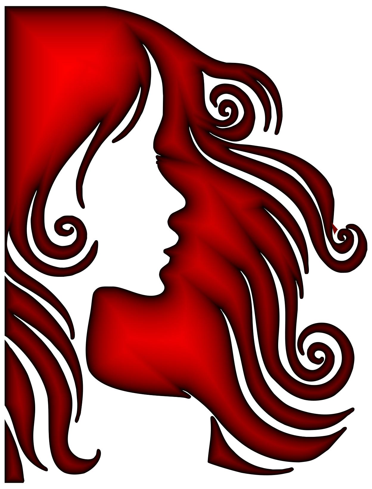 1249x1641 Female Hair Profile Silhouette Crimson Clipart