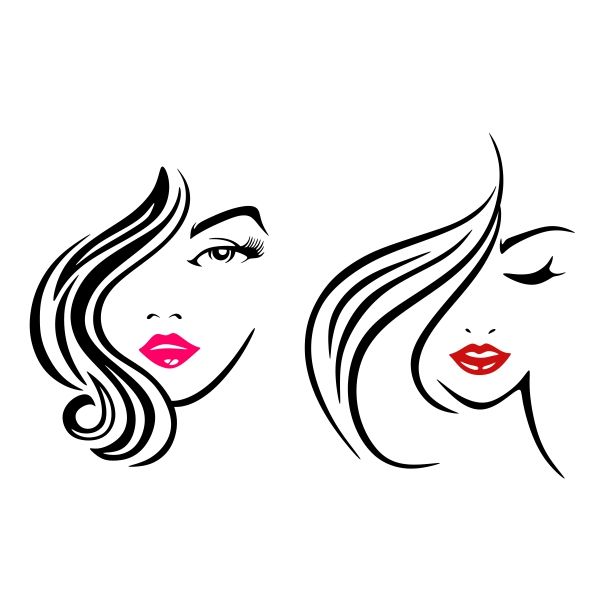 600x600 Hair Model Cuttable Design Cut File. Vector, Clipart, Digital