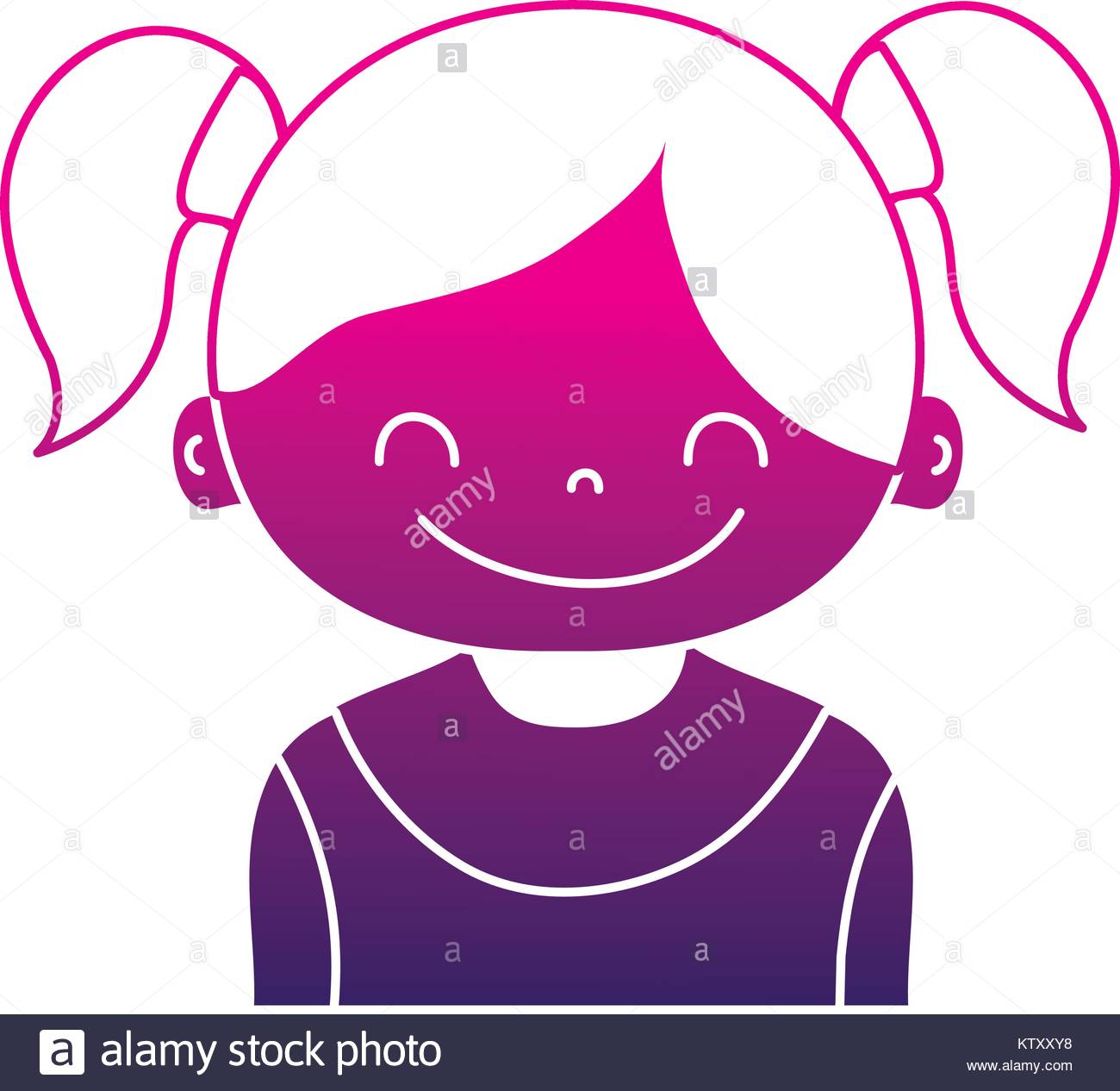 1300x1266 Silhouette Girl With Two Tails Hair Design Stock Vector Art