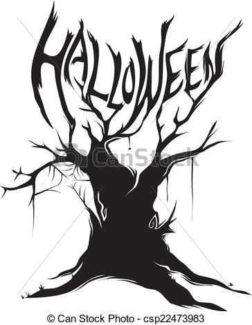 364x470 Halloween Tree Silhouette. Illustration Featuring The Vector