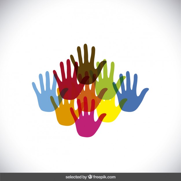 626x626 Colorful Hands Silhouettes Vector Free Download
