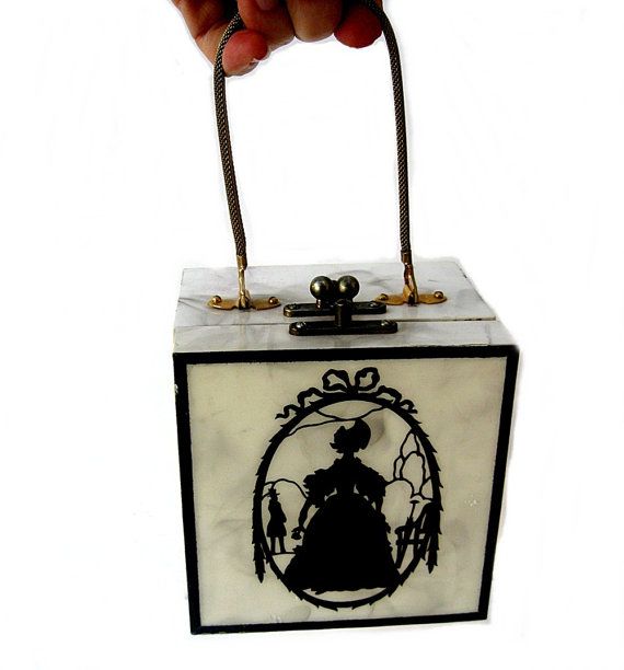 570x612 Vintage Box Purse 1950s Decoupage Finish Silhouette By Coconutroad