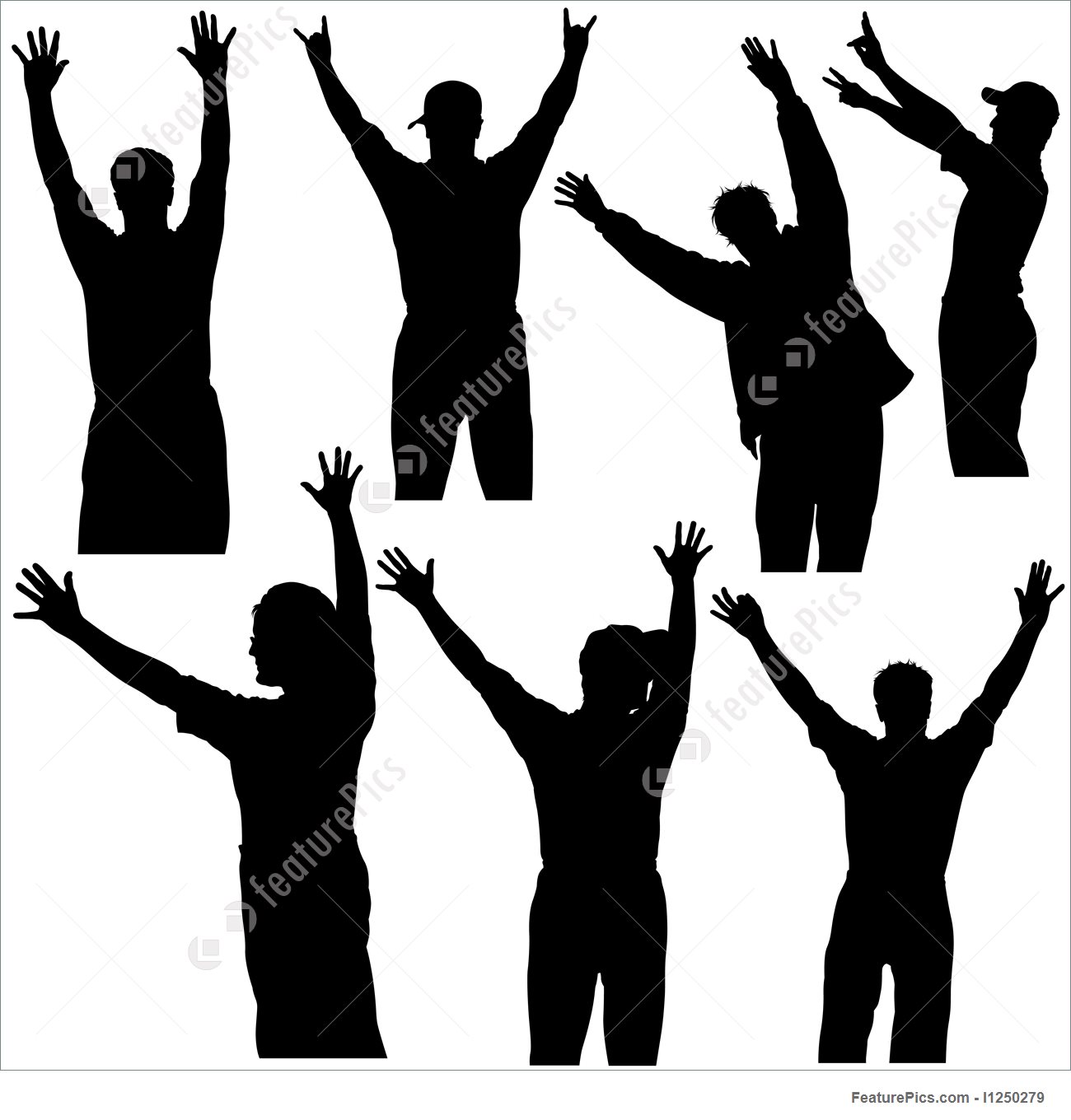 1300x1360 Illustration Of Hands Up Silhouettes