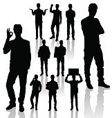 162x170 Business Man Silhouette Excited Hold Hands Up Premium Clipart