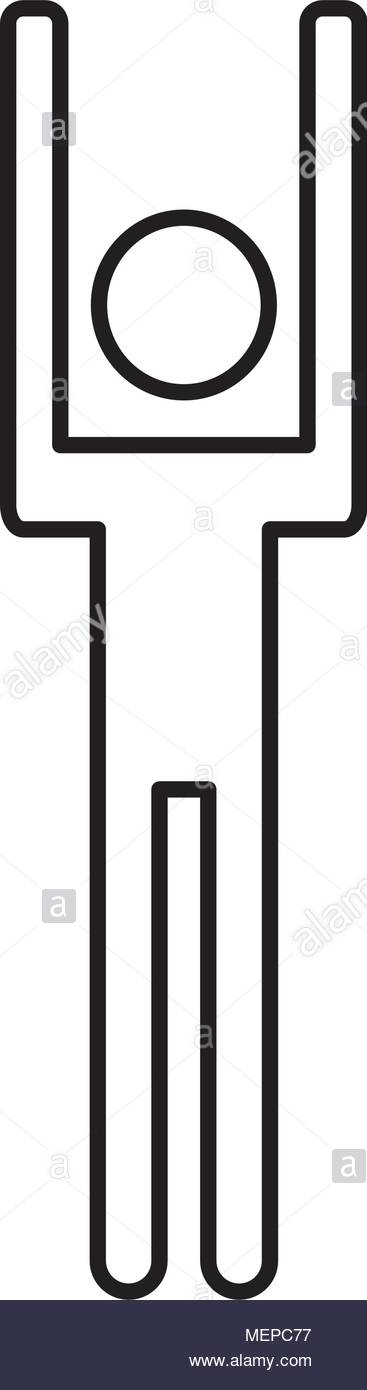 367x1390 Human Figure Silhouette With Hands Up Stock Vector Art