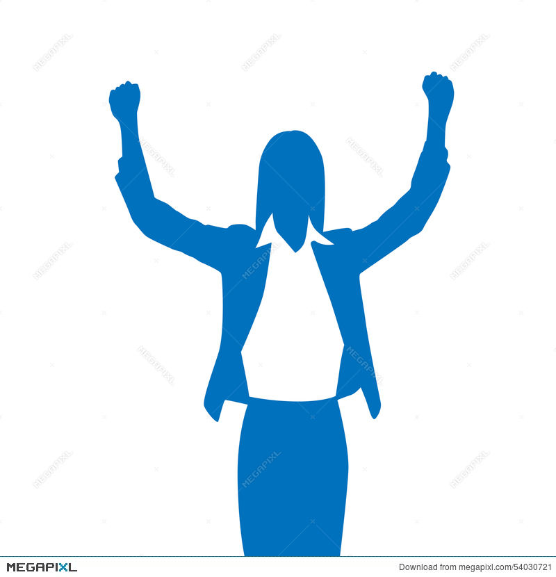 800x830 Business Woman Silhouette Excited Hold Hands Up Illustration