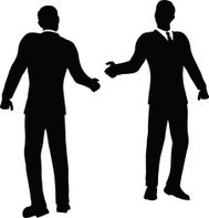 189x197 Handshake White Silhouette With Black Contour On Orange Background
