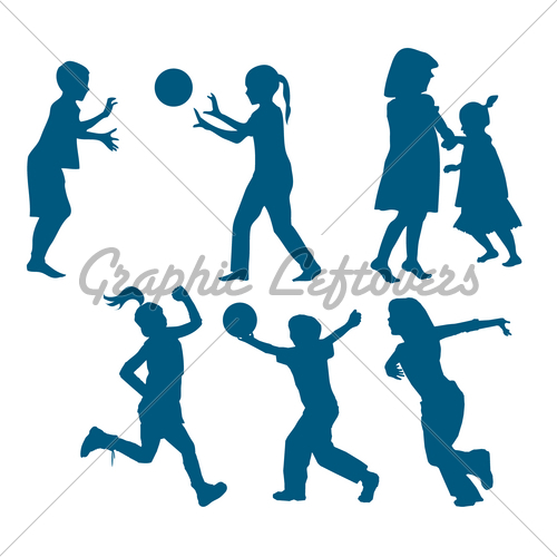 500x500 Happy Kids Silhouettes Playing Gl Stock Images
