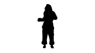 320x180 Silhouette Christmas Girl In Santa Hat Dancing Happy Laughing